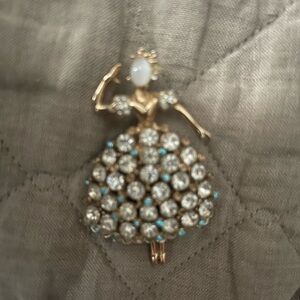 Coro Gold and Silver Brooch with Blue Highlights